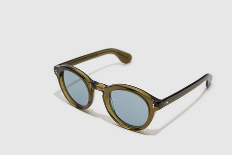 Moscot Keppe Olive Brown Blue Lenses