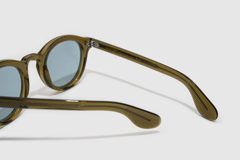 Moscot Keppe Olive Brown Blue Lenses