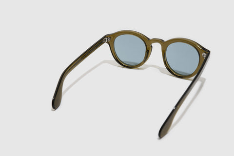 Moscot Keppe Olive Brown Blue Lenses